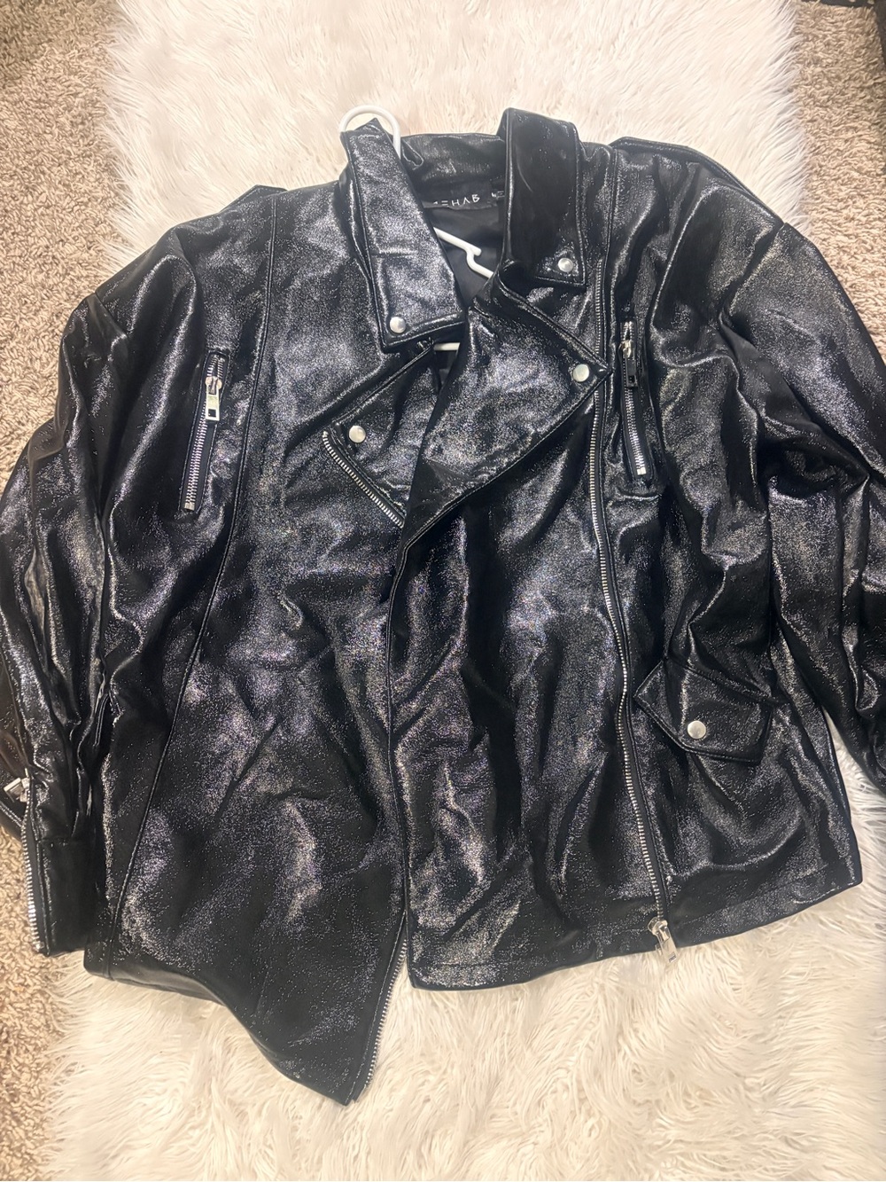 Hot Miami Styles Black Metallic Moto Bomber Jacket